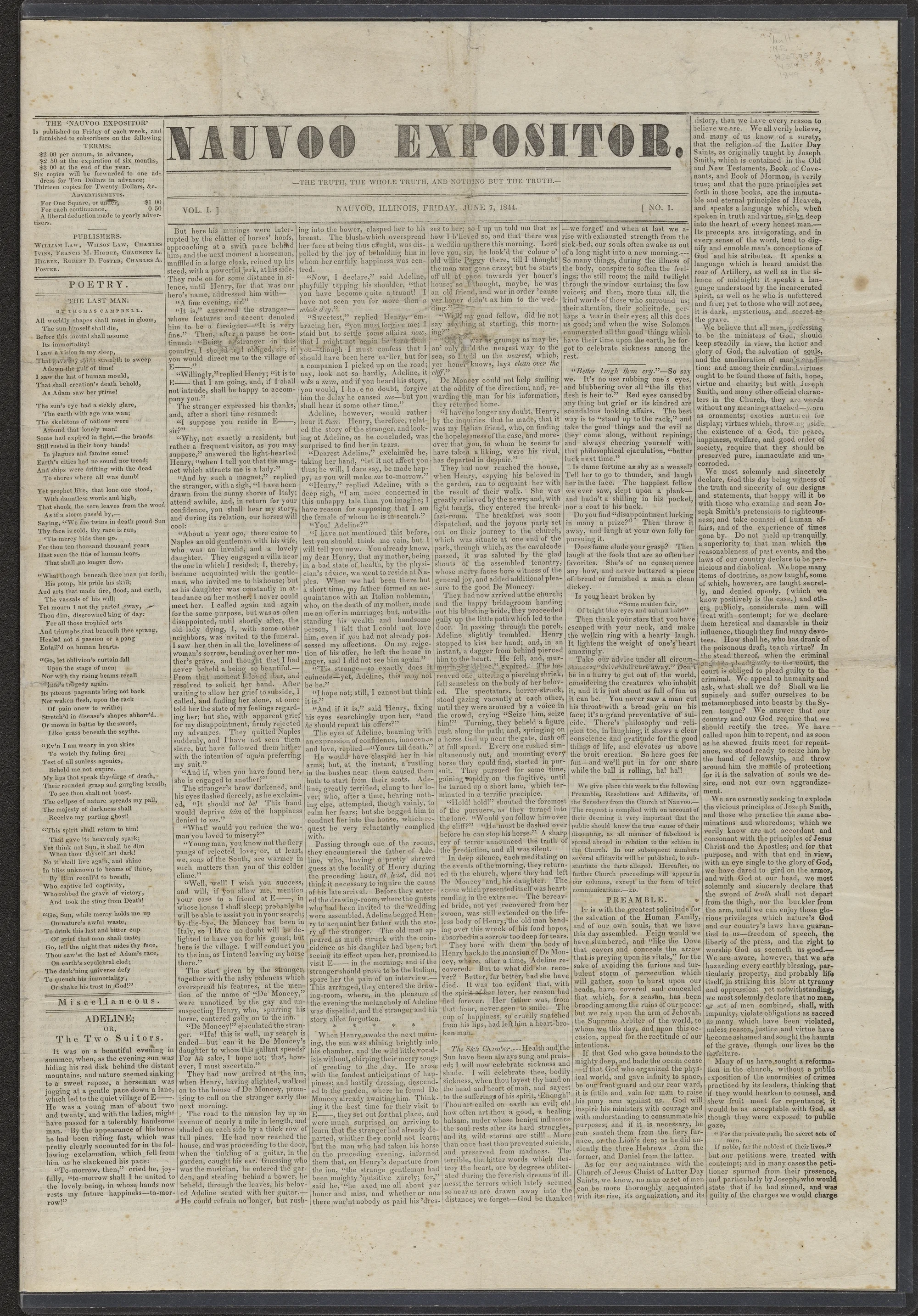 Original Nauvoo Expositor June 7 1844